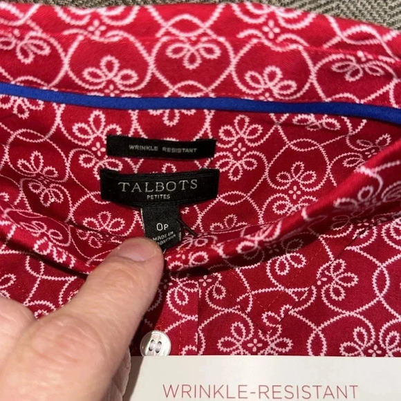 NWT talbots ladies long sleeve button down top blouse shirt 0P MSRP 79.50 - Picture 5 of 6